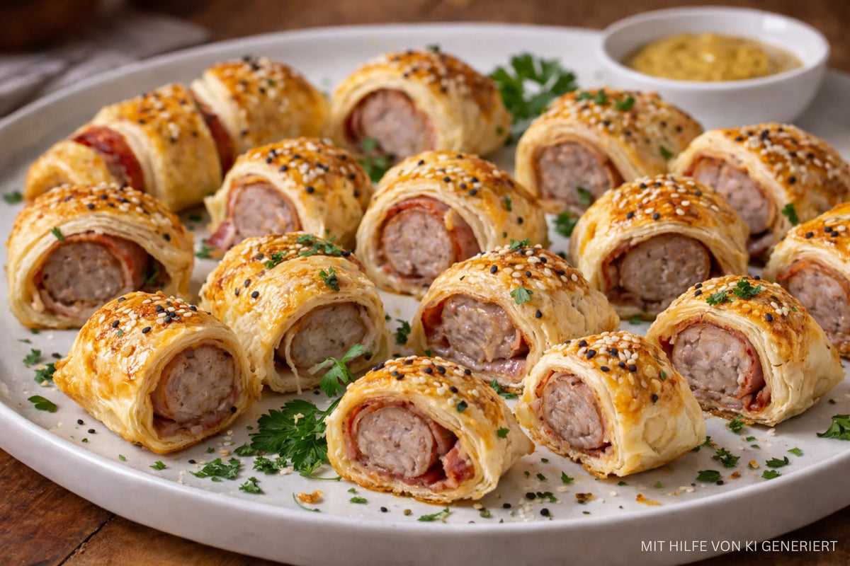 Bratwurst-Blätterteig-Häppchen