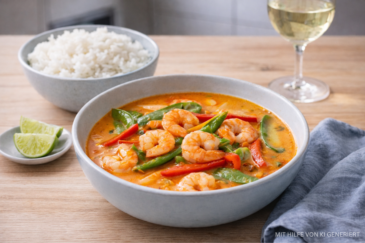 Red Thai Curry mit Garnelen