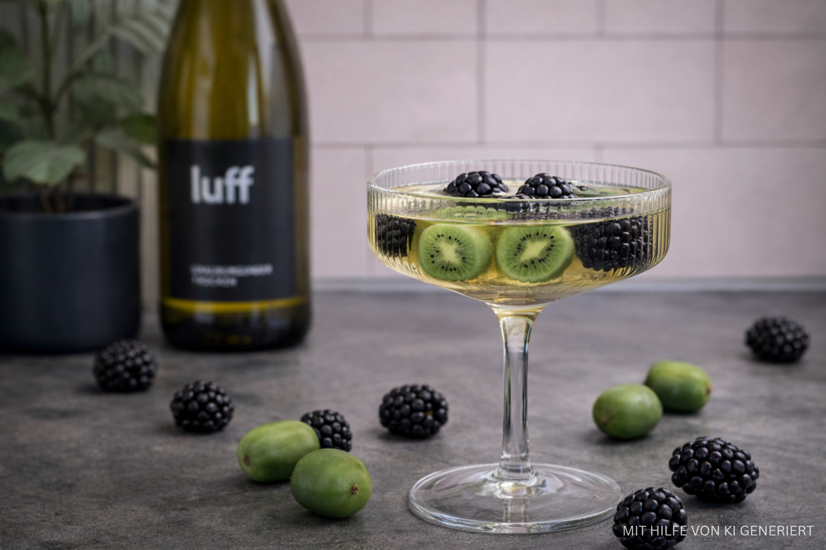 Frühlingscocktail mit Mini-Kiwis und Brombeeren