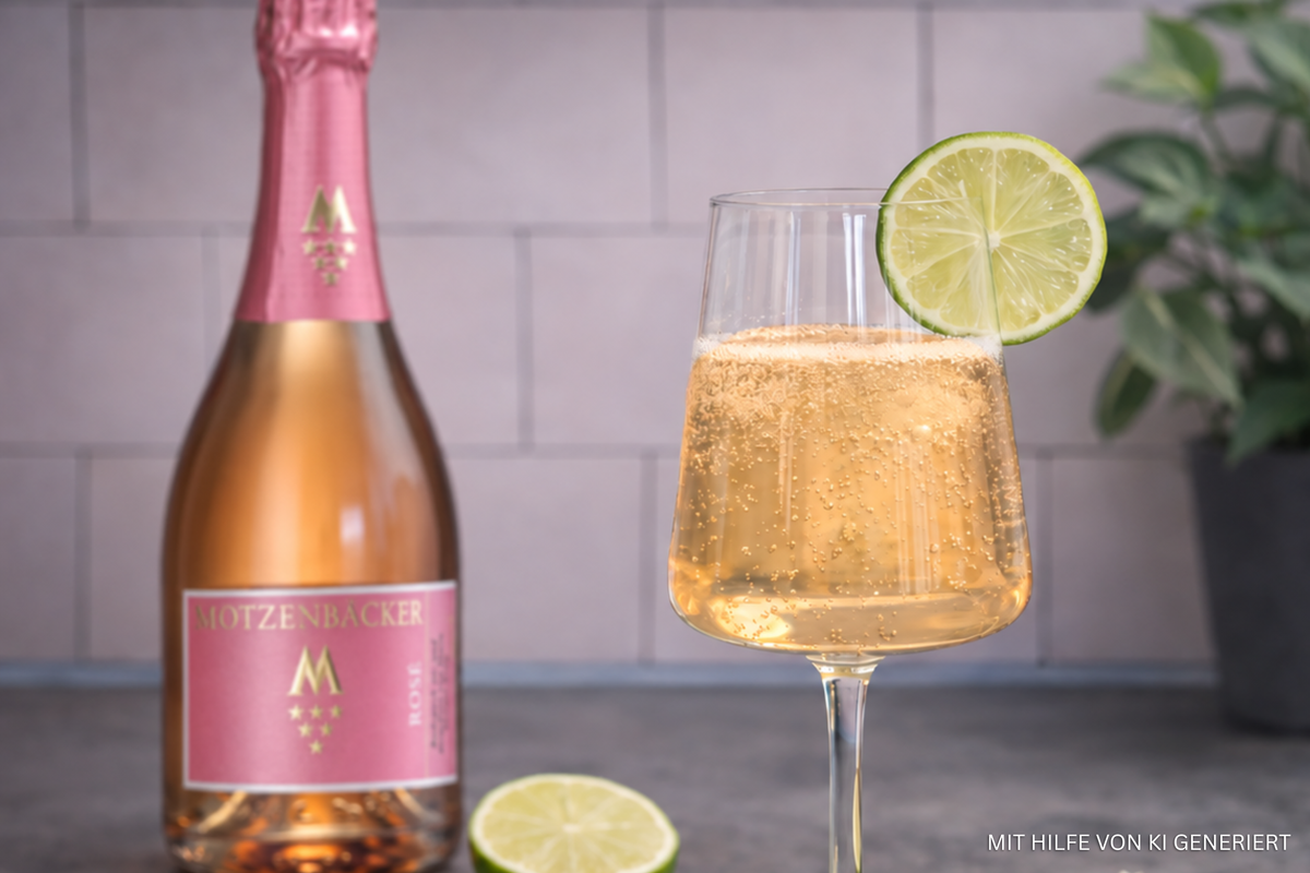 Aperitif mit Limette und Holunderblütensirup