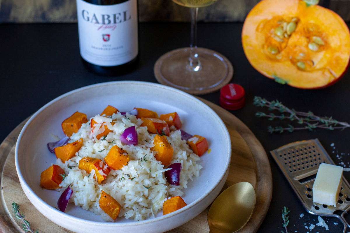 Kürbis-Risotto mit Parmesan und Thymian