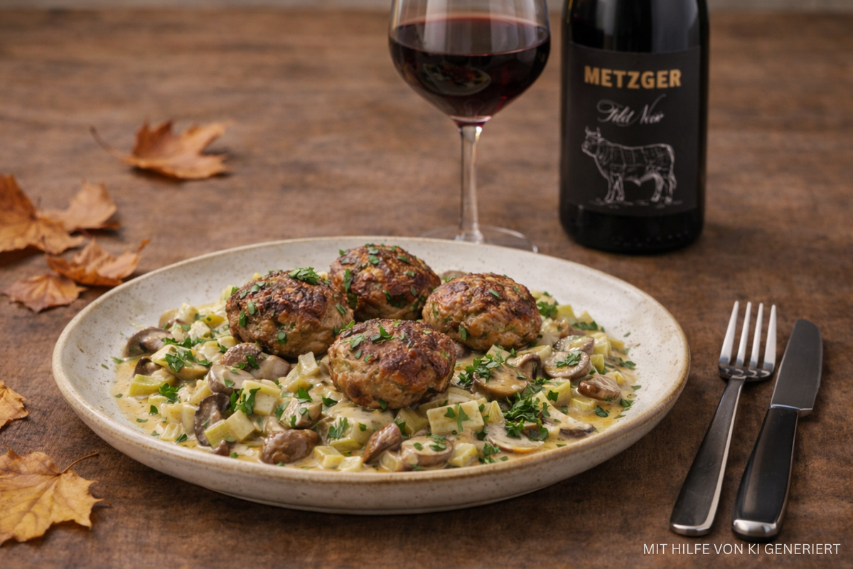 Lauch-Pilz-Pfanne mit Frikadellen: Vegetarisch oder mit Fleisch