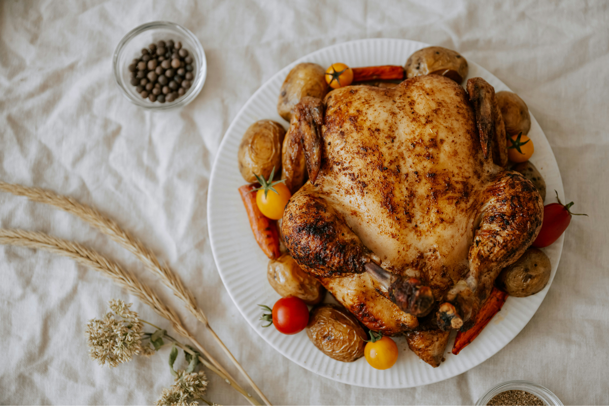 Roast Chicken aus dem Ofen mit Gemüse