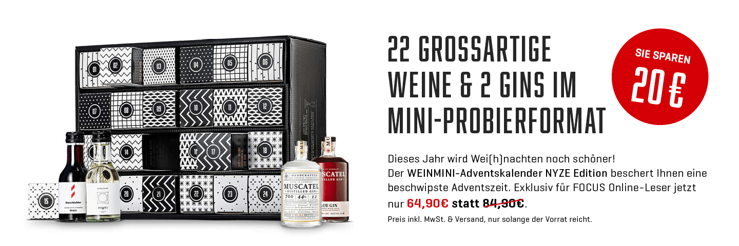 WEINMINI-Adventskalender NYZE Edition jetzt zum exklusiven Kennenlernpreis für FOCUS Online-Leser