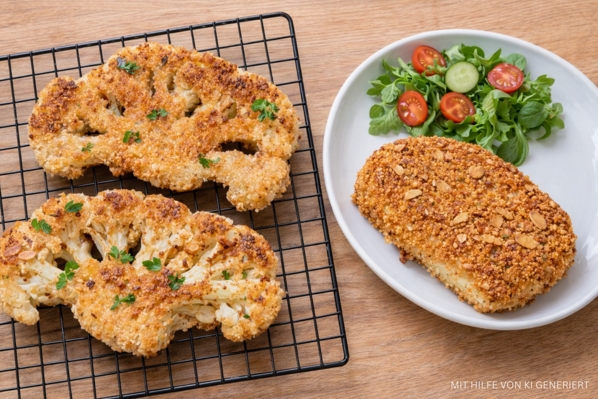 Blumenkohl- oder Sellerieschnitzel mit Mandelpanade