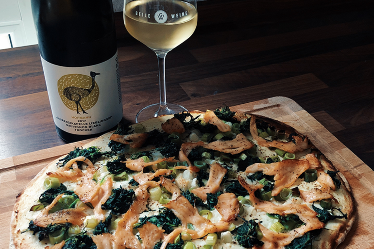 Lachs-Spinat-Flammkuchen