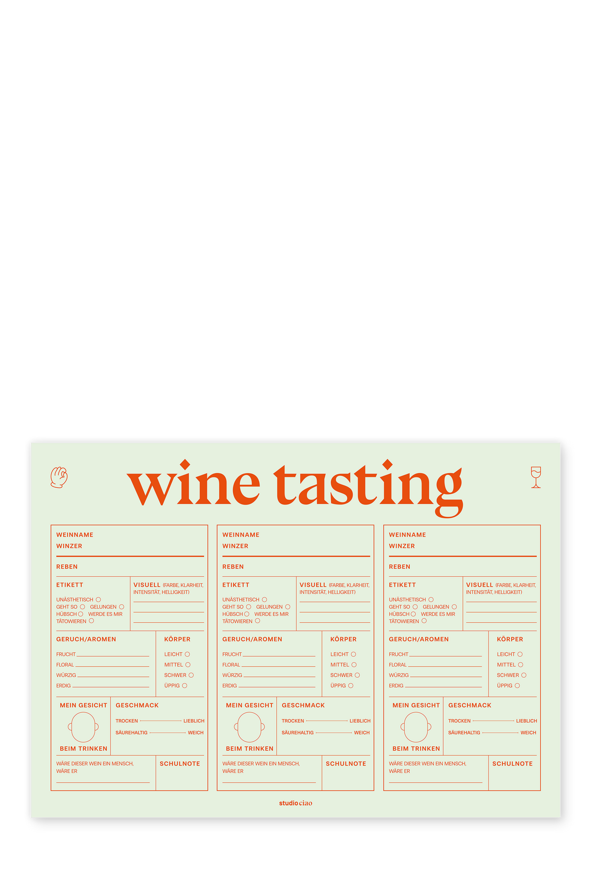 Wine Tasting Block - mintgrün
